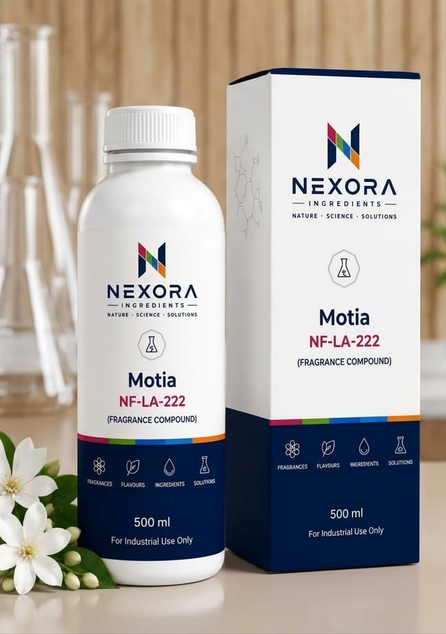 Motia fragrance compound bottle and box